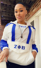 Zeta White Half Zip Windbreaker Jacket